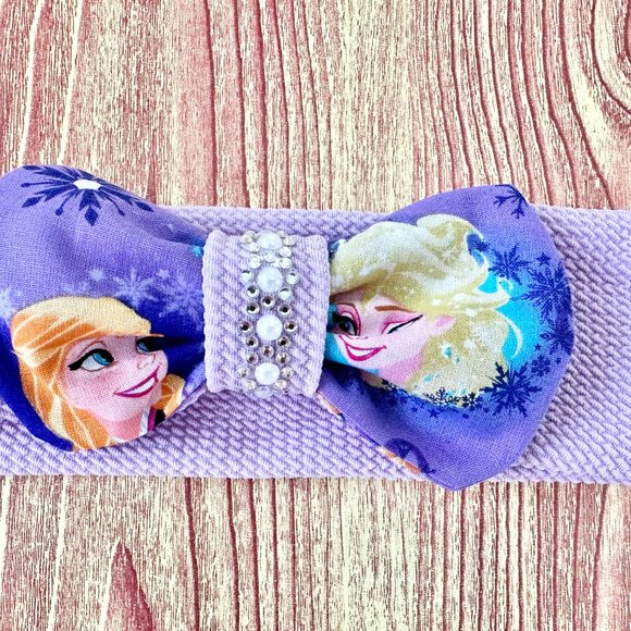 Brand New Handmade Girls Headband with a Beautiful Matching Frozen Bow - Picture 2 of 2